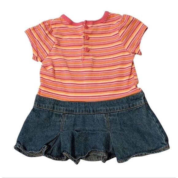 Dora Y2K Infant Girls Denim & Pink Striped Embroidered Character Dress - Picture 7 of 8